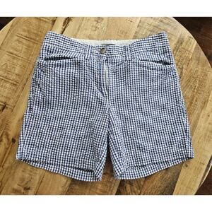 Lands' End Women's Seersucker Chino Shorts Fit Size 2 Nautical Outdoors Preppy